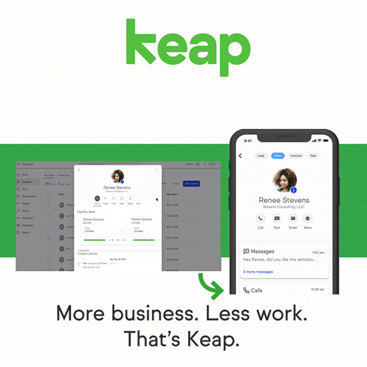 Keap - more business. less work. That's Keap.