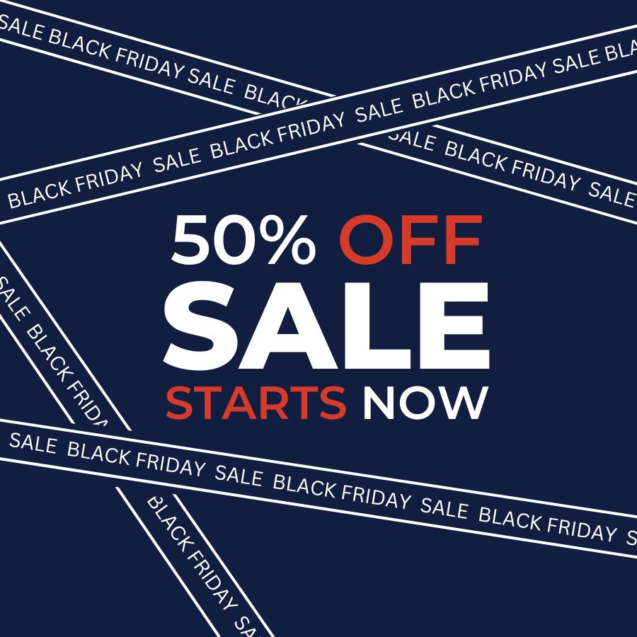 50% Off sale starts now (900 x 900 px)